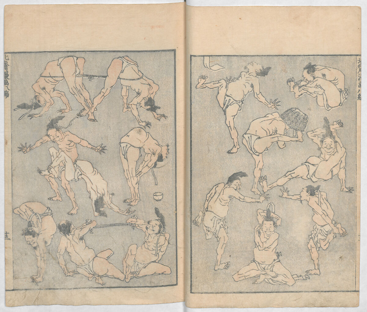 Random Sketches by Hokusai, Volumes 1 to 11, Katsushika Hokusai 葛飾北斎 (Japanese, Tokyo (Edo) 1760–1849 Tokyo (Edo)), Eleven volumes of woodblock printed books; ink and color on paper, Japan