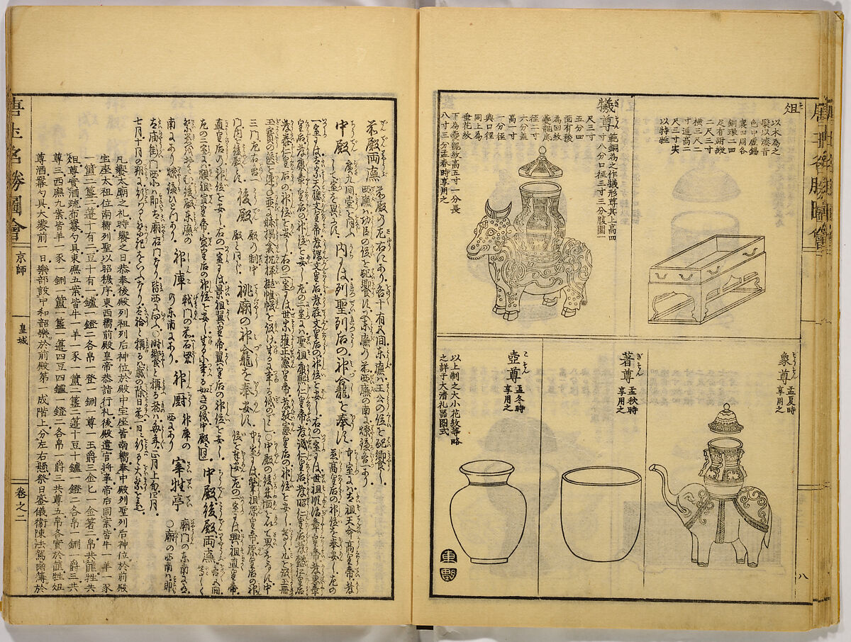Illustrations of Famous Places in China, Gyokuzan (1737–1812), Six volumes of Woodblock printed books; ink on paper, Japan