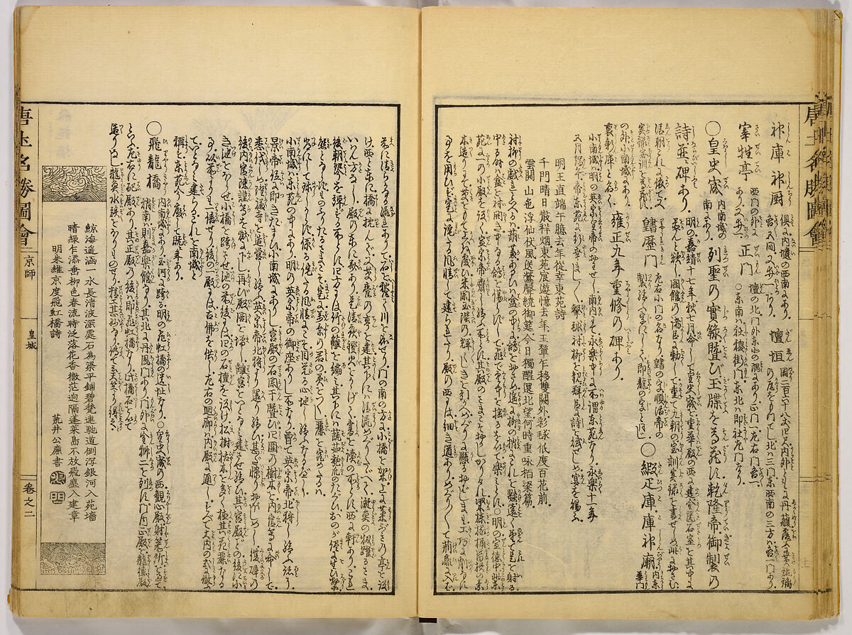 Illustrations of Famous Places in China, Gyokuzan (1737–1812), Six volumes of Woodblock printed books; ink on paper, Japan