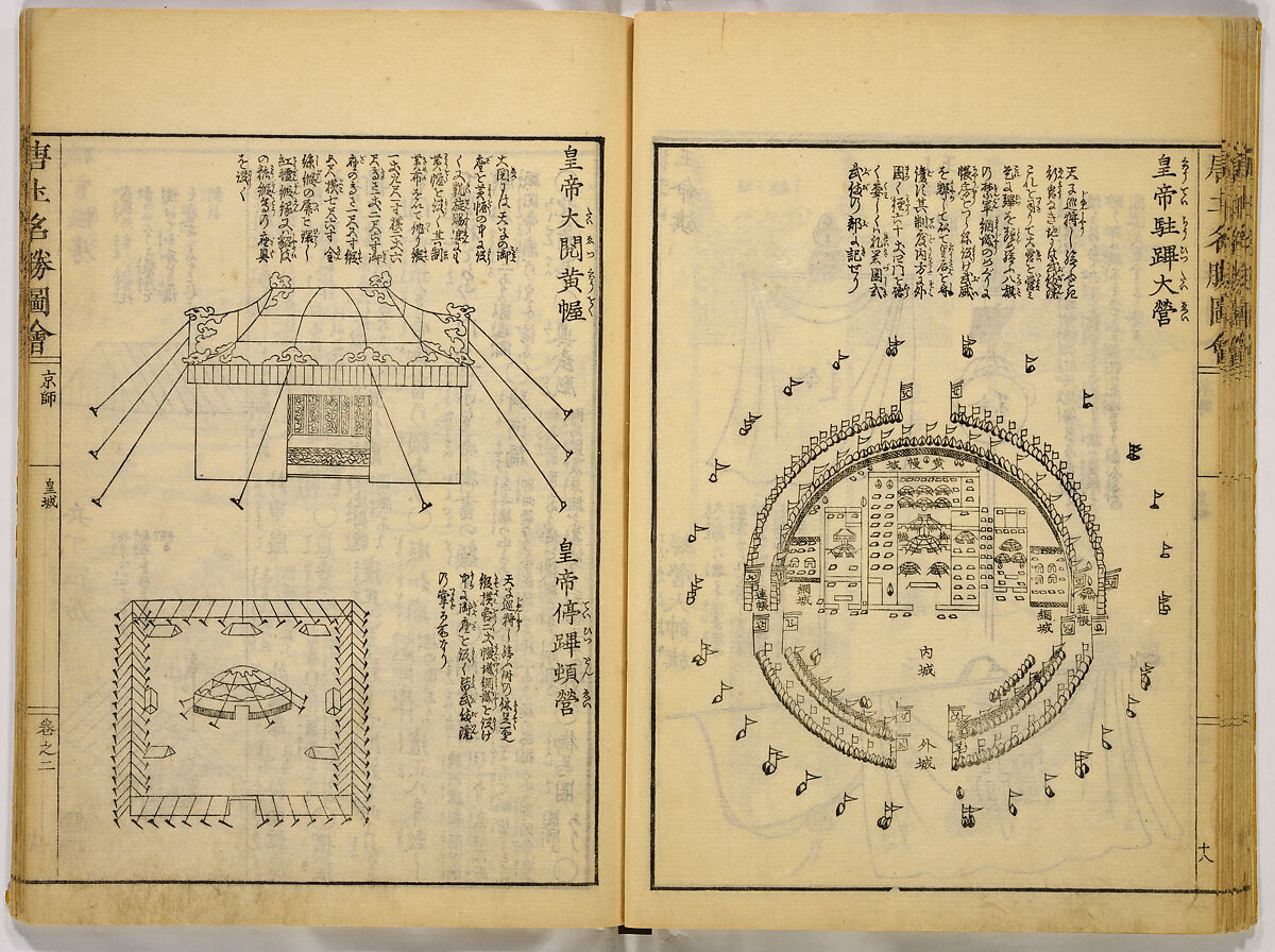 Illustrations of Famous Places in China, Gyokuzan (1737–1812), Six volumes of Woodblock printed books; ink on paper, Japan