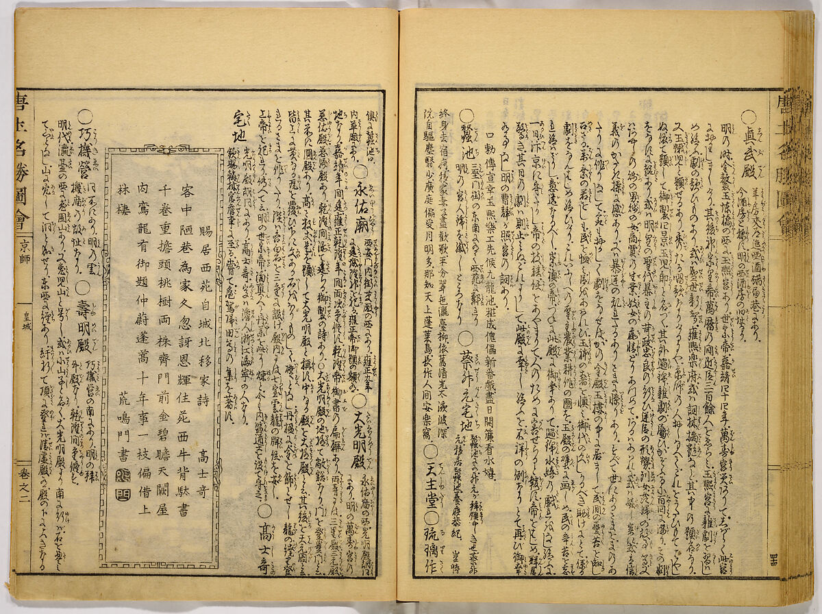 Illustrations of Famous Places in China, Gyokuzan (1737–1812), Six volumes of Woodblock printed books; ink on paper, Japan