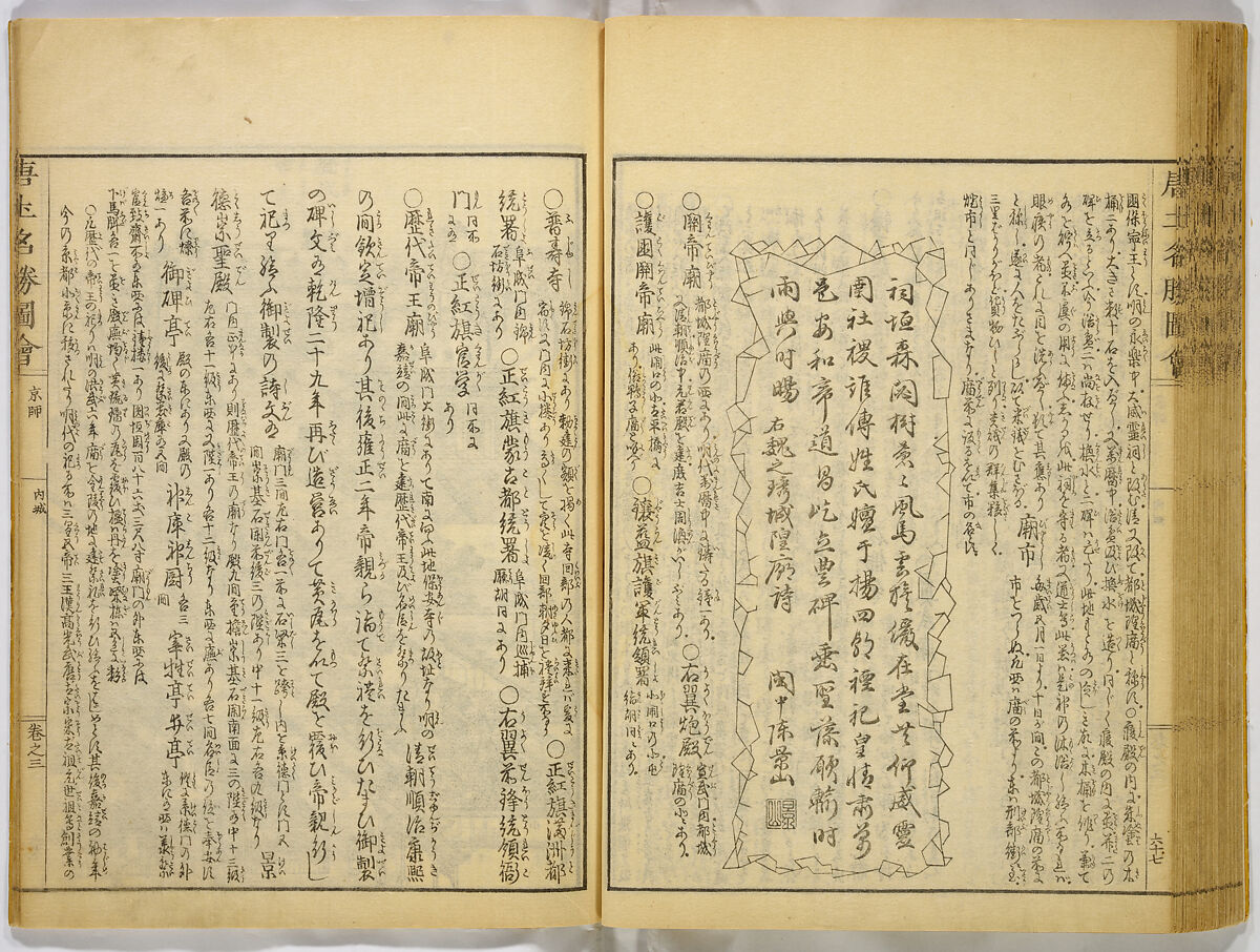 Illustrations of Famous Places in China, Gyokuzan (1737–1812), Six volumes of Woodblock printed books; ink on paper, Japan