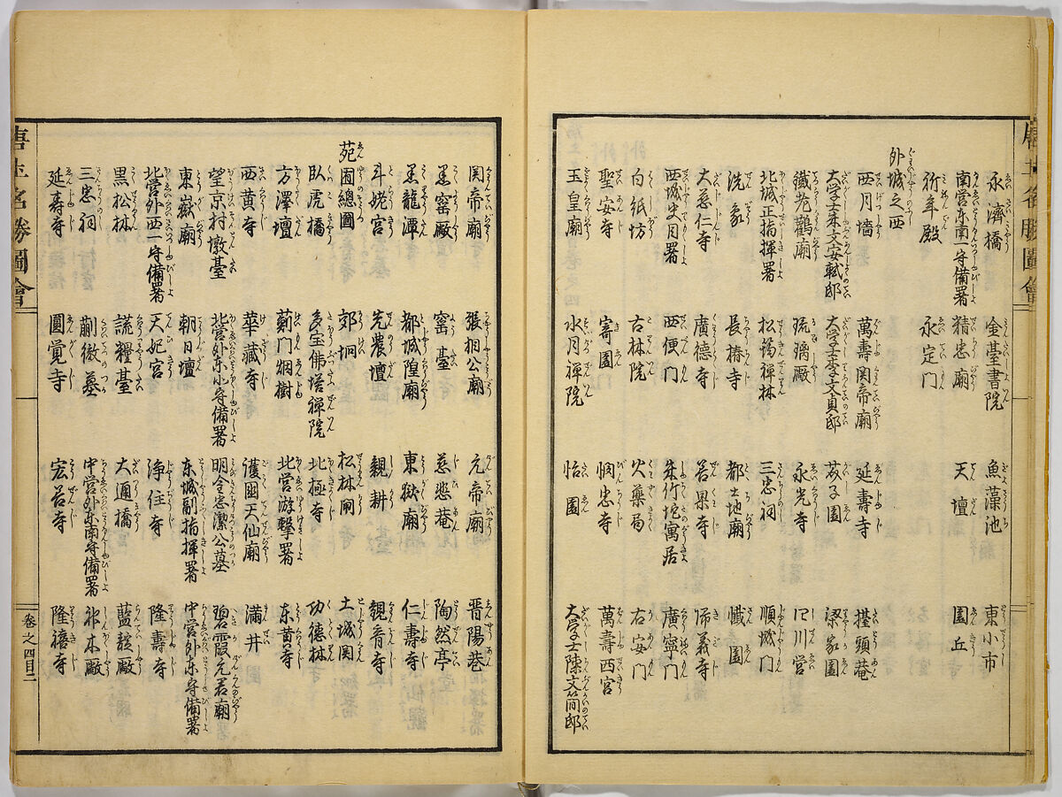Illustrations of Famous Places in China, Gyokuzan (1737–1812), Six volumes of Woodblock printed books; ink on paper, Japan
