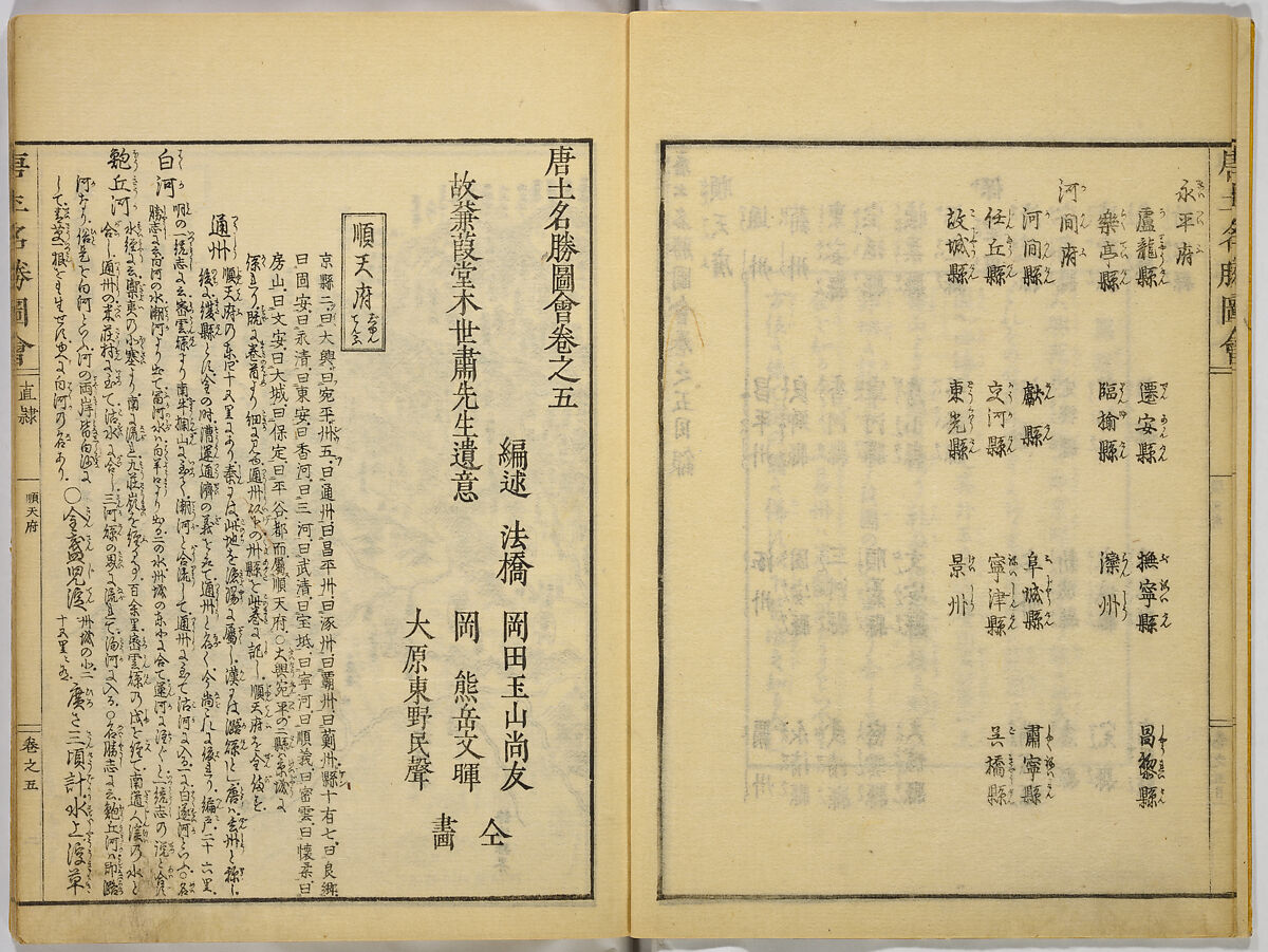 Illustrations of Famous Places in China, Gyokuzan (1737–1812), Six volumes of Woodblock printed books; ink on paper, Japan