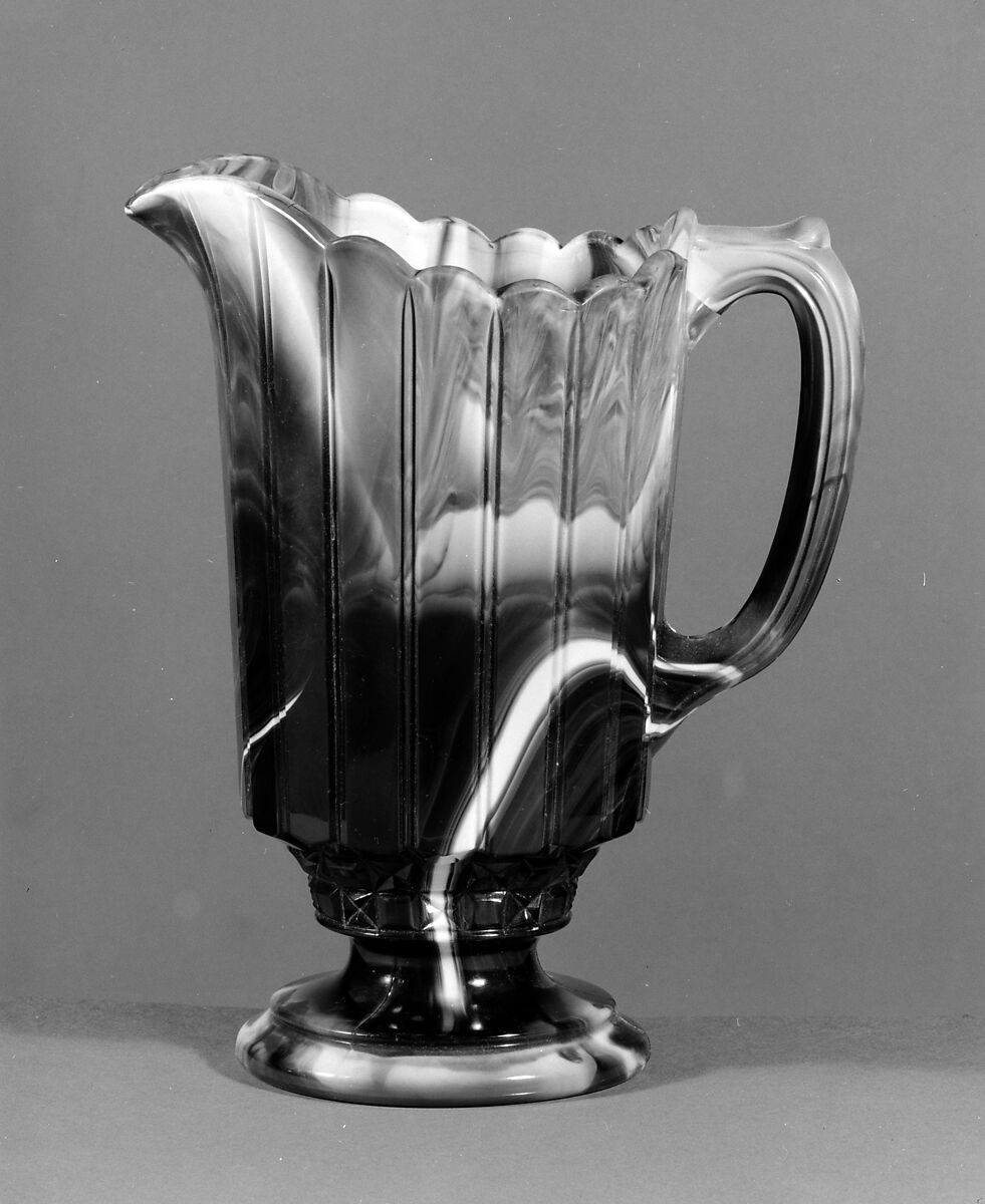 Pitcher, Challinor, Taylor and Company (1866–1891), Pressed purple marble glass, American 