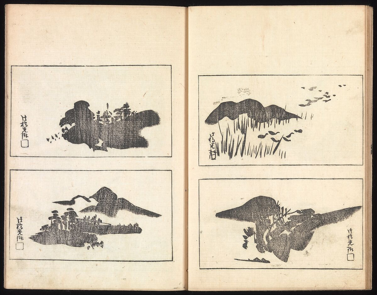 One Hundred Paintings by Kōrin (Kōrin hyakuzu), Sakai Hōitsu (Japanese, 1761–1828), Four volumes of woodblock printed books; ink on paper, Japan