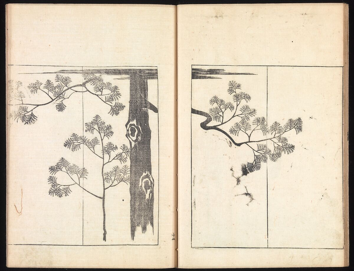 One Hundred Paintings by Kōrin (Kōrin hyakuzu), Sakai Hōitsu (Japanese, 1761–1828), Four volumes of woodblock printed books; ink on paper, Japan