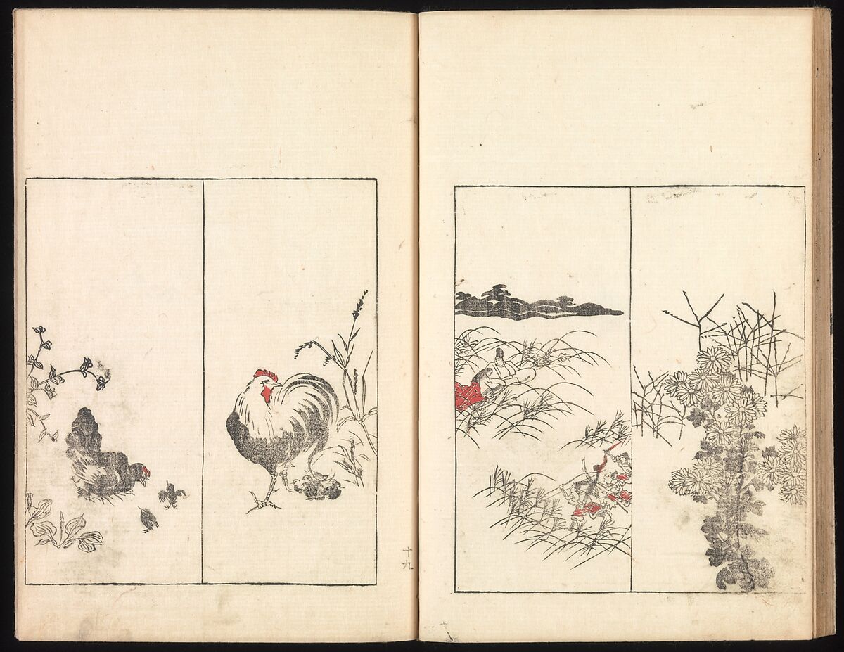 One Hundred Paintings by Kōrin (Kōrin hyakuzu), Sakai Hōitsu (Japanese, 1761–1828), Four volumes of woodblock printed books; ink on paper, Japan