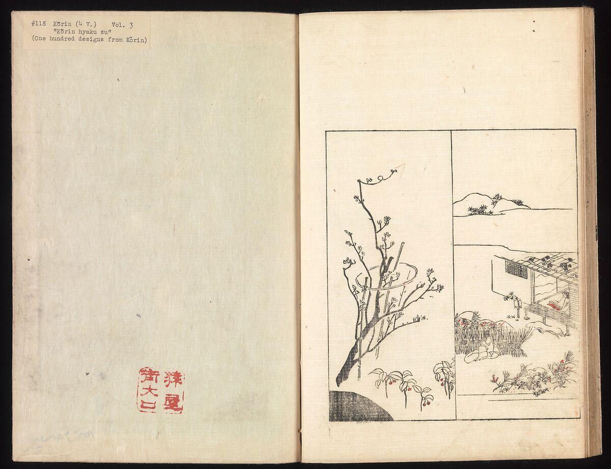 One Hundred Paintings by Kōrin (Kōrin hyakuzu), Sakai Hōitsu (Japanese, 1761–1828), Four volumes of woodblock printed books; ink on paper, Japan