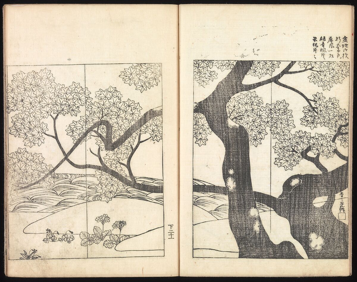 One Hundred Paintings by Kōrin (Kōrin hyakuzu), Sakai Hōitsu (Japanese, 1761–1828), Four volumes of woodblock printed books; ink on paper, Japan