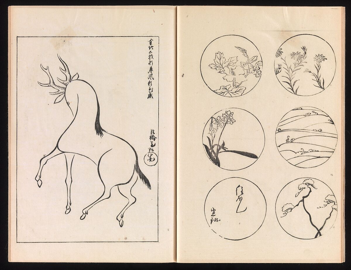 One Hundred Paintings by Kōrin (Kōrin hyakuzu), Sakai Hōitsu (Japanese, 1761–1828), Four volumes of woodblock printed books; ink on paper, Japan