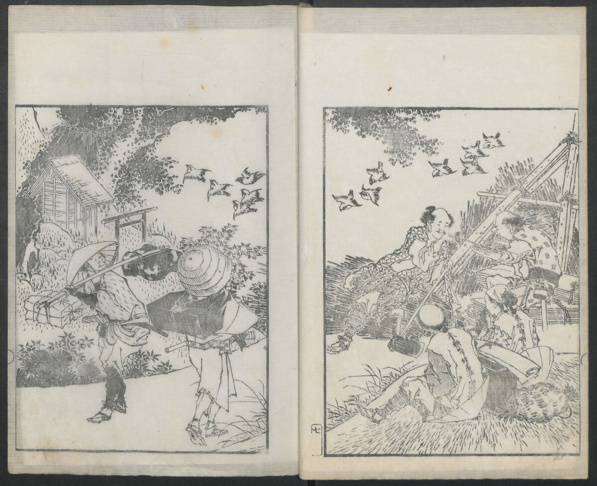 Examples of Hokusai's Drawing (Hokusai gashiki)  北斎画式, Katsushika Hokusai 葛飾北斎 (Japanese, Tokyo (Edo) 1760–1849 Tokyo (Edo)), Ink on paper, Japan