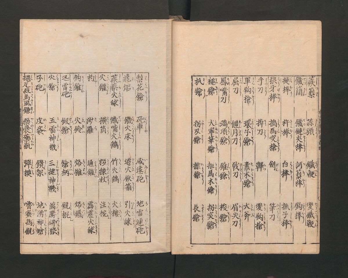 Illustrated Encyclopedia of China (Morokoshi kinmō zui) 唐土訓蒙図彙, Tachibana Morikuni 橘守国 (Japanese, 1679–1748), Set of two woodblock printed books; ink on paper, Japan