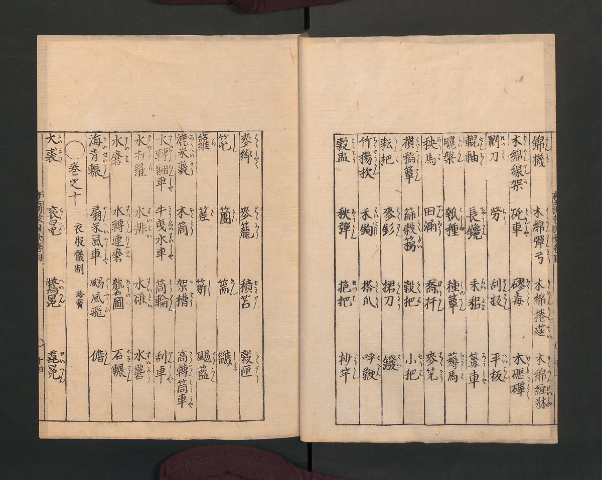 Illustrated Encyclopedia of China (Morokoshi kinmō zui) 唐土訓蒙図彙, Tachibana Morikuni 橘守国 (Japanese, 1679–1748), Set of two woodblock printed books; ink on paper, Japan