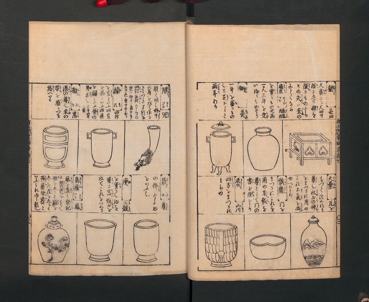 Illustrated Encyclopedia of China (Morokoshi kinmō zui) 唐土訓蒙図彙, Tachibana Morikuni 橘守国 (Japanese, 1679–1748), Set of two woodblock printed books; ink on paper, Japan