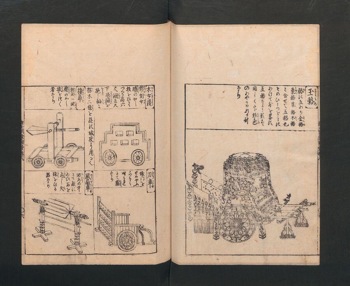 Illustrated Encyclopedia of China (Morokoshi kinmō zui) 唐土訓蒙図彙, Tachibana Morikuni 橘守国 (Japanese, 1679–1748), Set of two woodblock printed books; ink on paper, Japan
