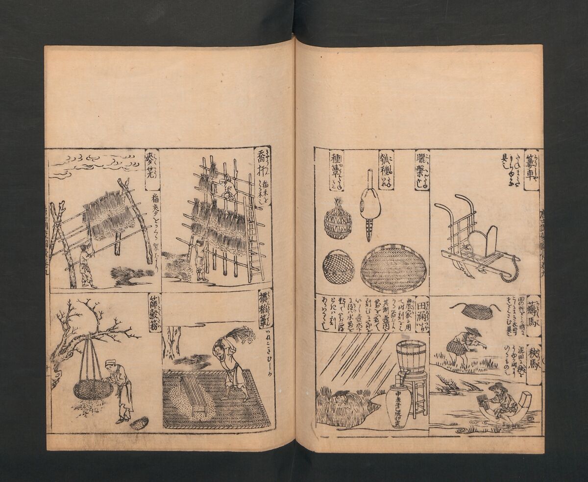 Illustrated Encyclopedia of China (Morokoshi kinmō zui) 唐土訓蒙図彙, Tachibana Morikuni 橘守国 (Japanese, 1679–1748), Set of two woodblock printed books; ink on paper, Japan