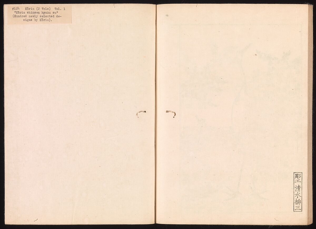 One Hundred Newly Selected Designs by Kōrin (Kōrin shinsen hyakuzu), Ogata Kōrin (Japanese, 1658–1716), Two volumes of Woodblock printed books; ink on paper, Japan