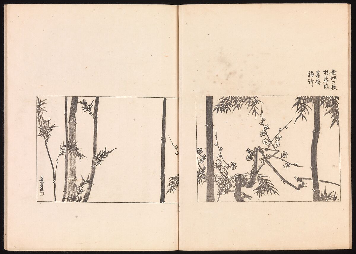 One Hundred Newly Selected Designs by Kōrin (Kōrin shinsen hyakuzu), Ogata Kōrin (Japanese, 1658–1716), Two volumes of Woodblock printed books; ink on paper, Japan