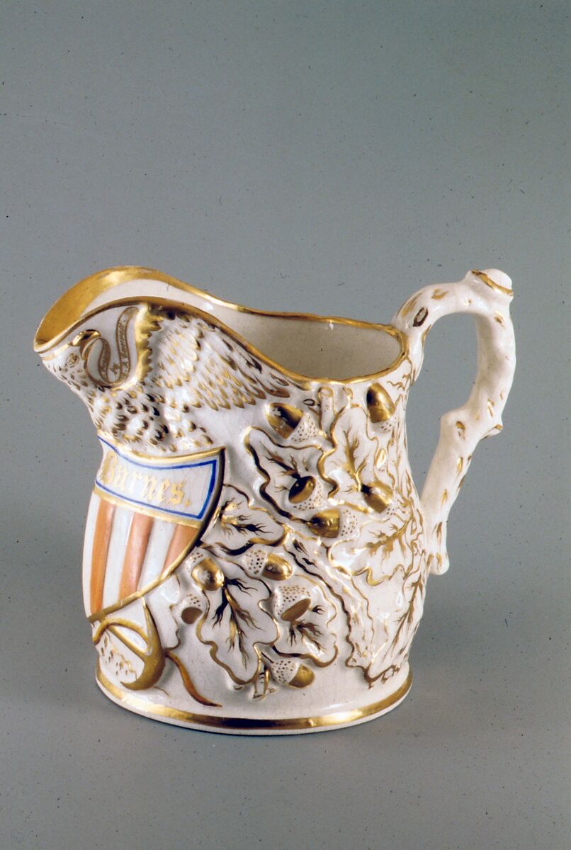 Pitcher, Charles Cartlidge and Company (1848–1856), Porcelain, American 