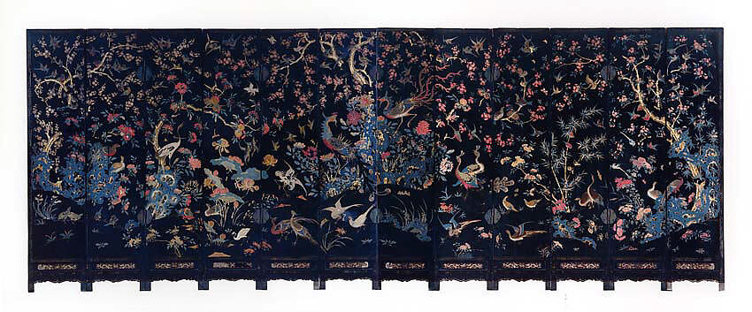 Women in a Palace, Black lacquer with mother-of-pearl and gold-foil inlay, China