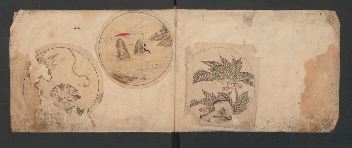 Album of Sketches for Lacquer Decoration (Makie) 蒔絵, Kozōtei Makihan 小蔵亭 蒔半 (Japanese), Ink and color on paper, Japan