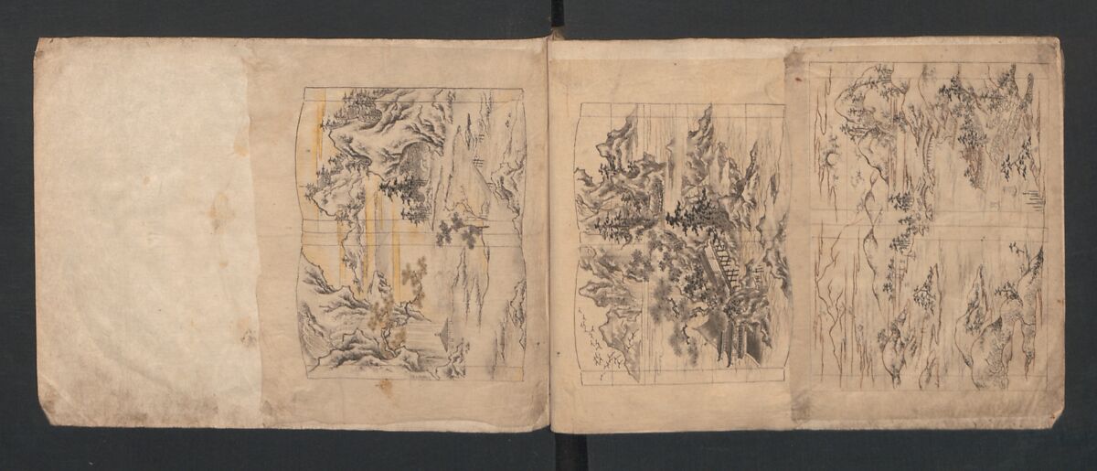 Album of Sketches for Lacquer Decoration (Makie) 蒔絵, Kozōtei Makihan 小蔵亭 蒔半 (Japanese), Ink and color on paper, Japan
