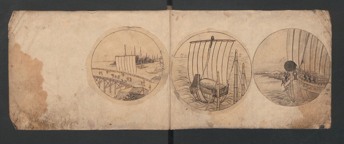 Album of Sketches for Lacquer Decoration (Makie) 蒔絵, Kozōtei Makihan 小蔵亭 蒔半 (Japanese), Ink and color on paper, Japan