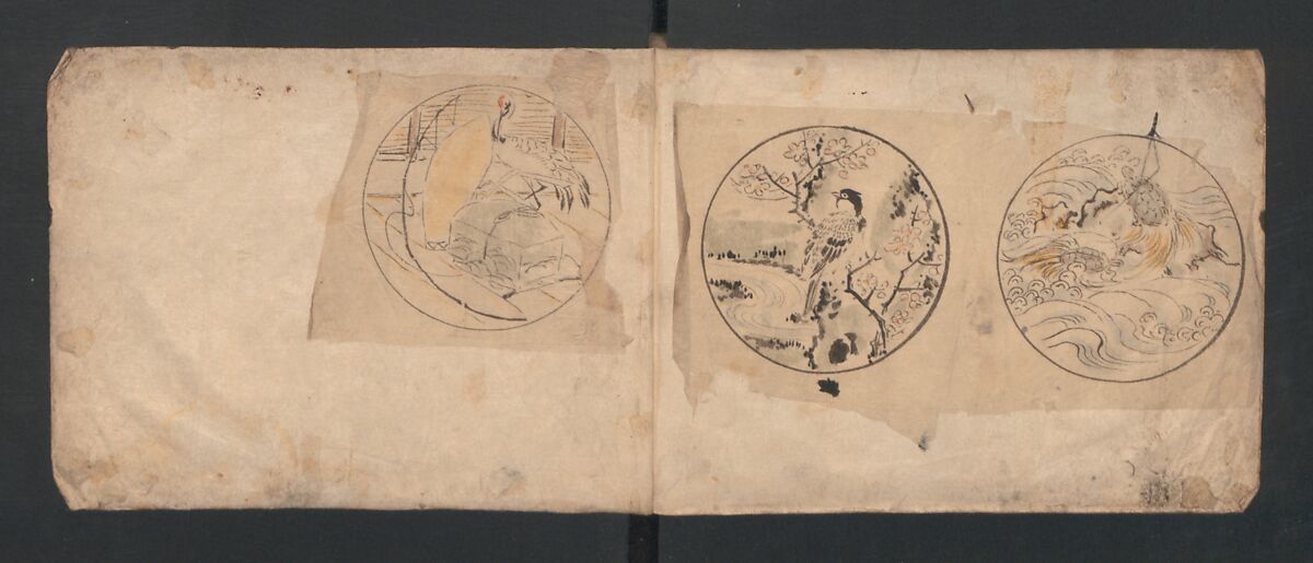 Album of Sketches for Lacquer Decoration (Makie) 蒔絵, Kozōtei Makihan 小蔵亭 蒔半 (Japanese), Ink and color on paper, Japan