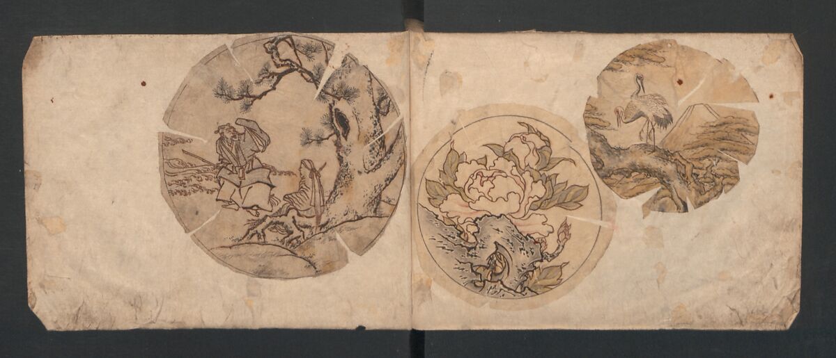 Album of Sketches for Lacquer Decoration (Makie) 蒔絵, Kozōtei Makihan 小蔵亭 蒔半 (Japanese), Ink and color on paper, Japan