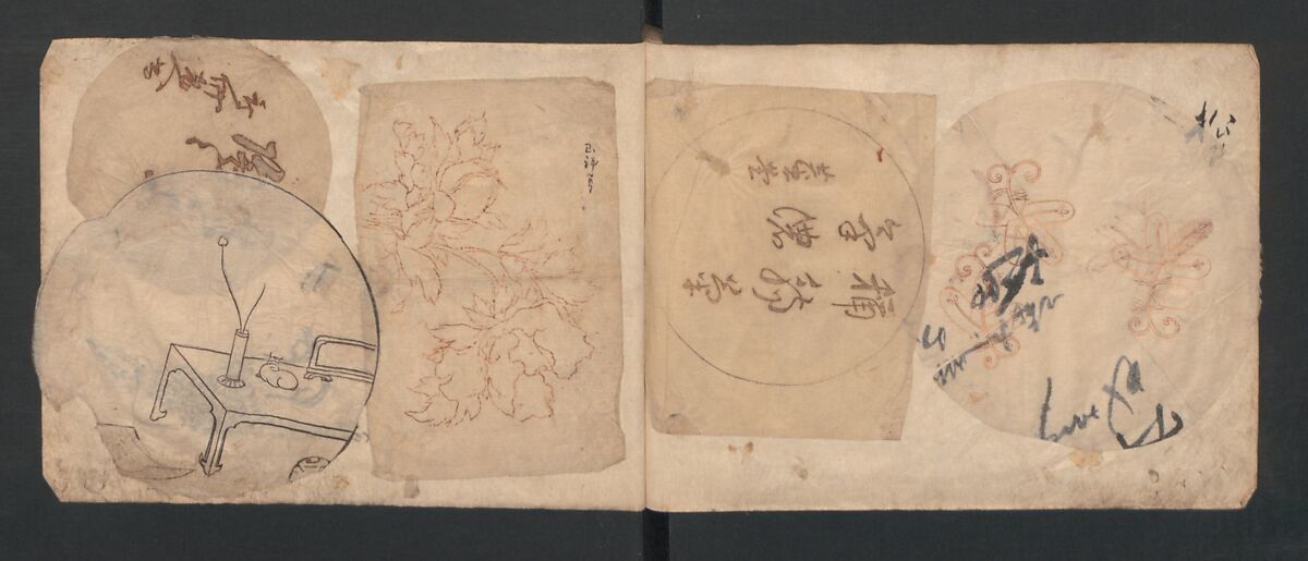 Album of Sketches for Lacquer Decoration (Makie) 蒔絵, Kozōtei Makihan 小蔵亭 蒔半 (Japanese), Ink and color on paper, Japan