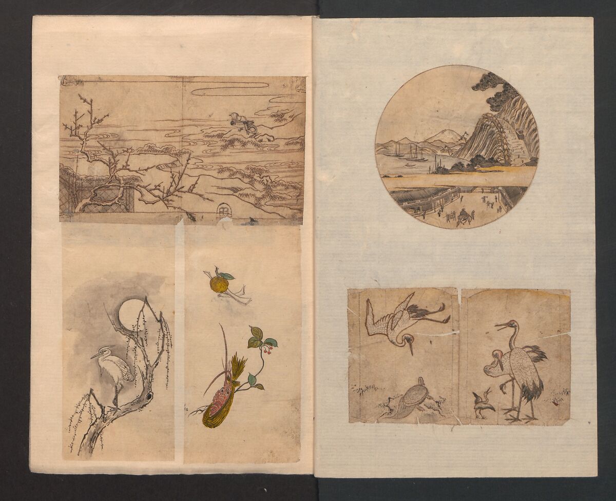 Album of Sketches for Lacquer Decoration (Makie shitae no zu) 蒔絵下絵の図, Unidentified artist, Ink and color on paper, Japan