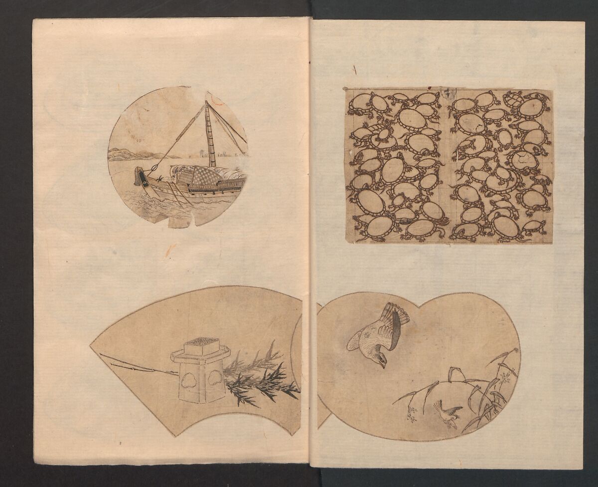 Album of Sketches for Lacquer Decoration (Makie shitae no zu) 蒔絵下絵の図, Unidentified artist, Ink and color on paper, Japan