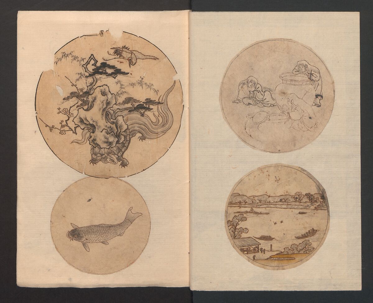 Album of Sketches for Lacquer Decoration (Makie shitae no zu) 蒔絵下絵の図, Unidentified artist, Ink and color on paper, Japan