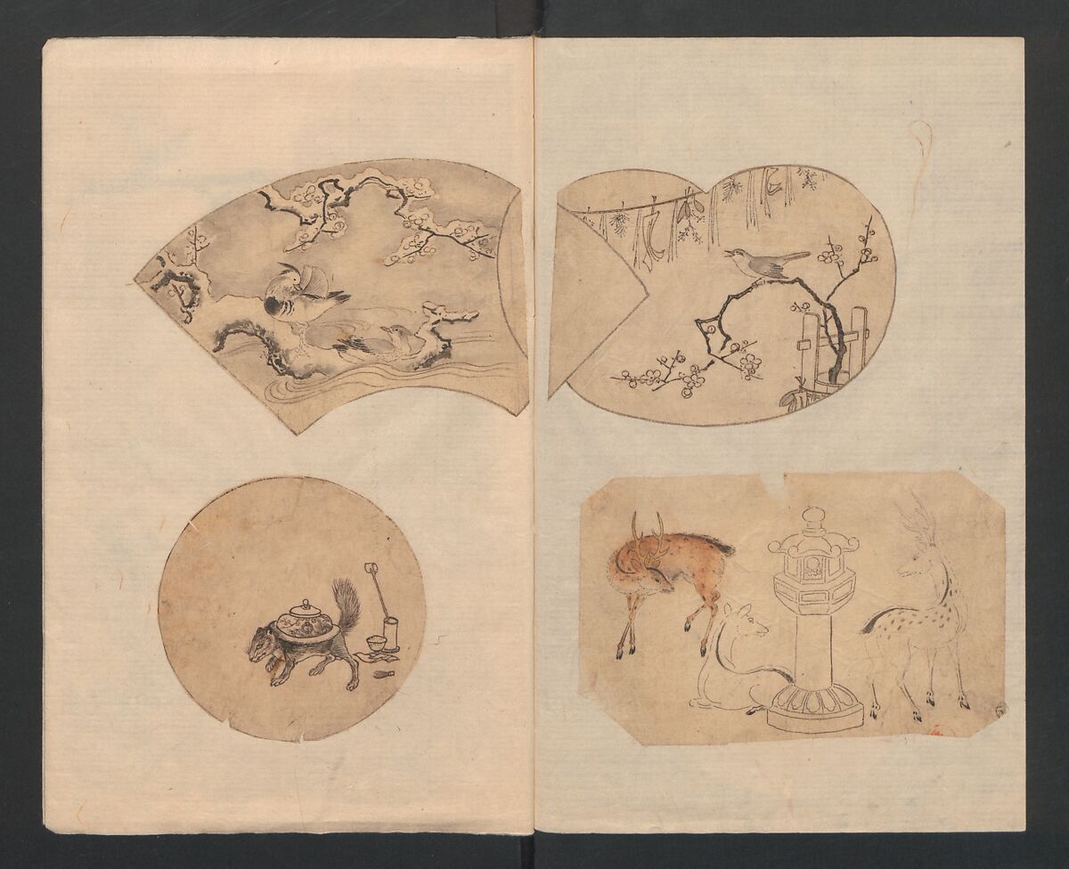 Album of Sketches for Lacquer Decoration (Makie shitae no zu) 蒔絵下絵の図, Unidentified artist, Ink and color on paper, Japan