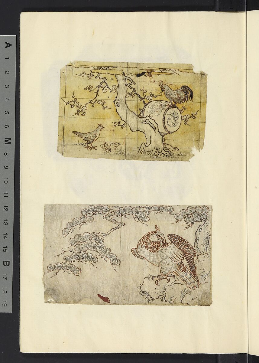 Album of Sketches for Lacquer Decoration (Makie) 蒔絵, Unidentified artist, Ink and color on paper, Japan