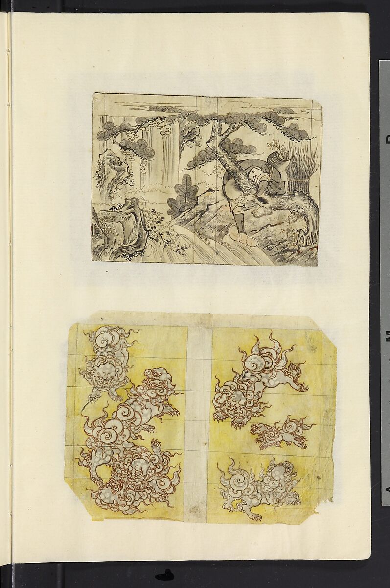 Album of Sketches for Lacquer Decoration (Makie) 蒔絵, Unidentified artist, Ink and color on paper, Japan