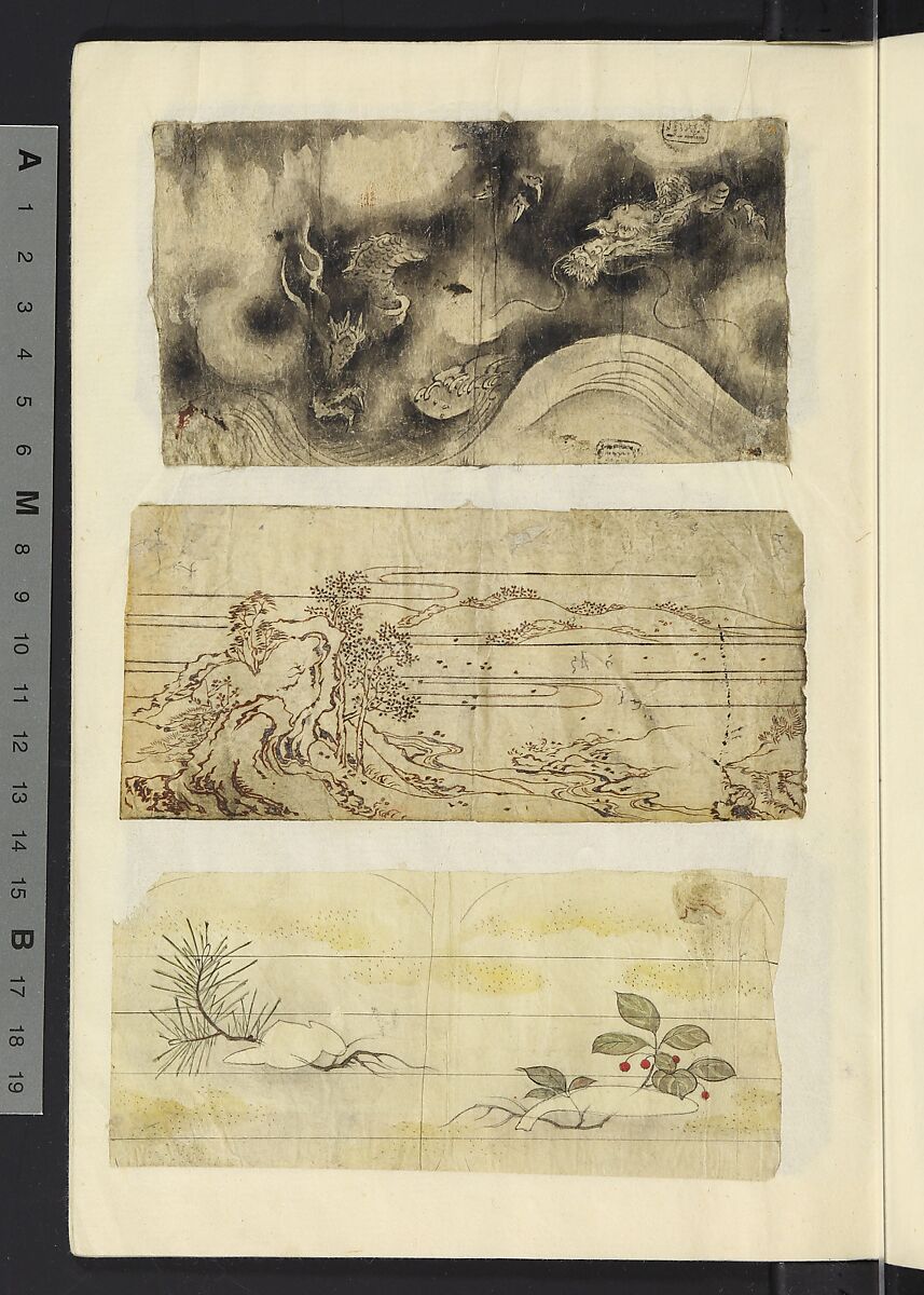 Album of Sketches for Lacquer Decoration (Makie) 蒔絵, Unidentified artist, Ink and color on paper, Japan