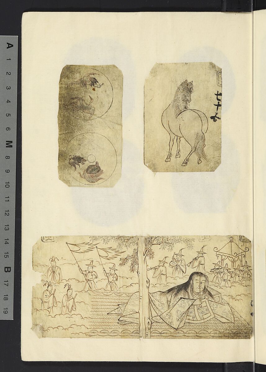 Album of Sketches for Lacquer Decoration (Makie) 蒔絵, Unidentified artist, Ink and color on paper, Japan