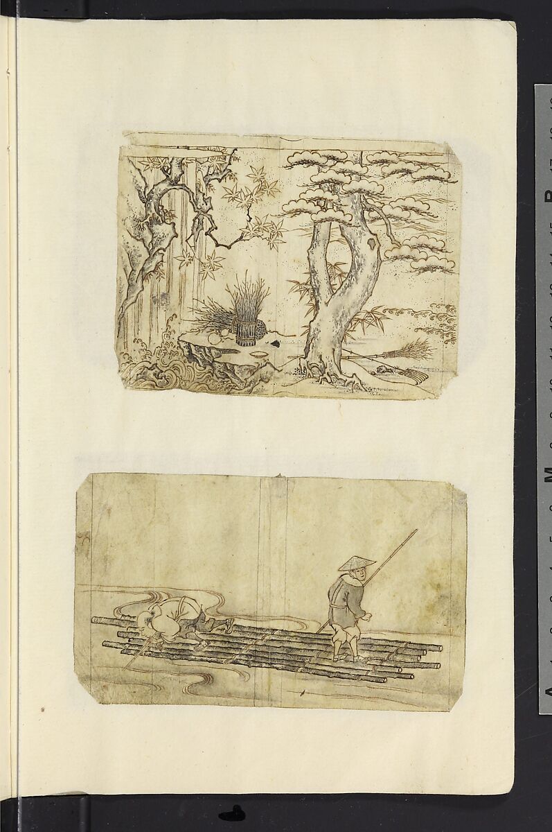 Album of Sketches for Lacquer Decoration (Makie) 蒔絵, Unidentified artist, Ink and color on paper, Japan