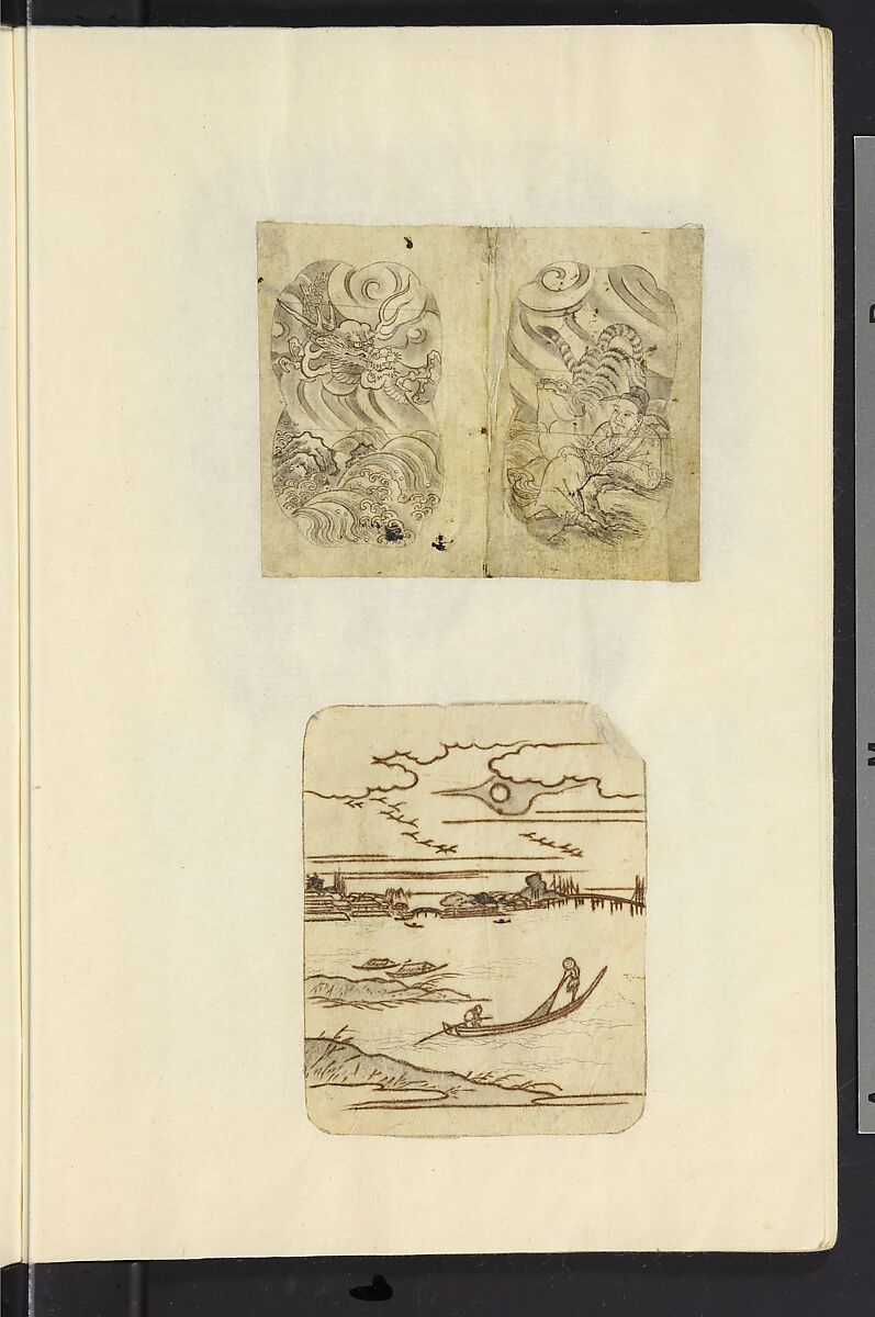 Album of Sketches for Lacquer Decoration (Makie) 蒔絵, Unidentified artist, Ink and color on paper, Japan
