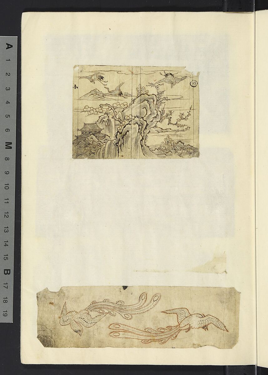 Album of Sketches for Lacquer Decoration (Makie) 蒔絵, Unidentified artist, Ink and color on paper, Japan