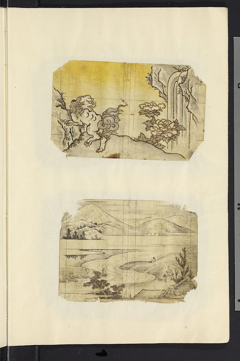 Album of Sketches for Lacquer Decoration (Makie) 蒔絵, Unidentified artist, Ink and color on paper, Japan