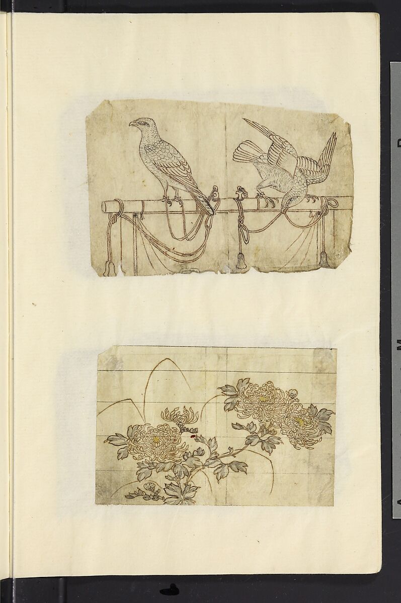 Album of Sketches for Lacquer Decoration (Makie) 蒔絵, Unidentified artist, Ink and color on paper, Japan