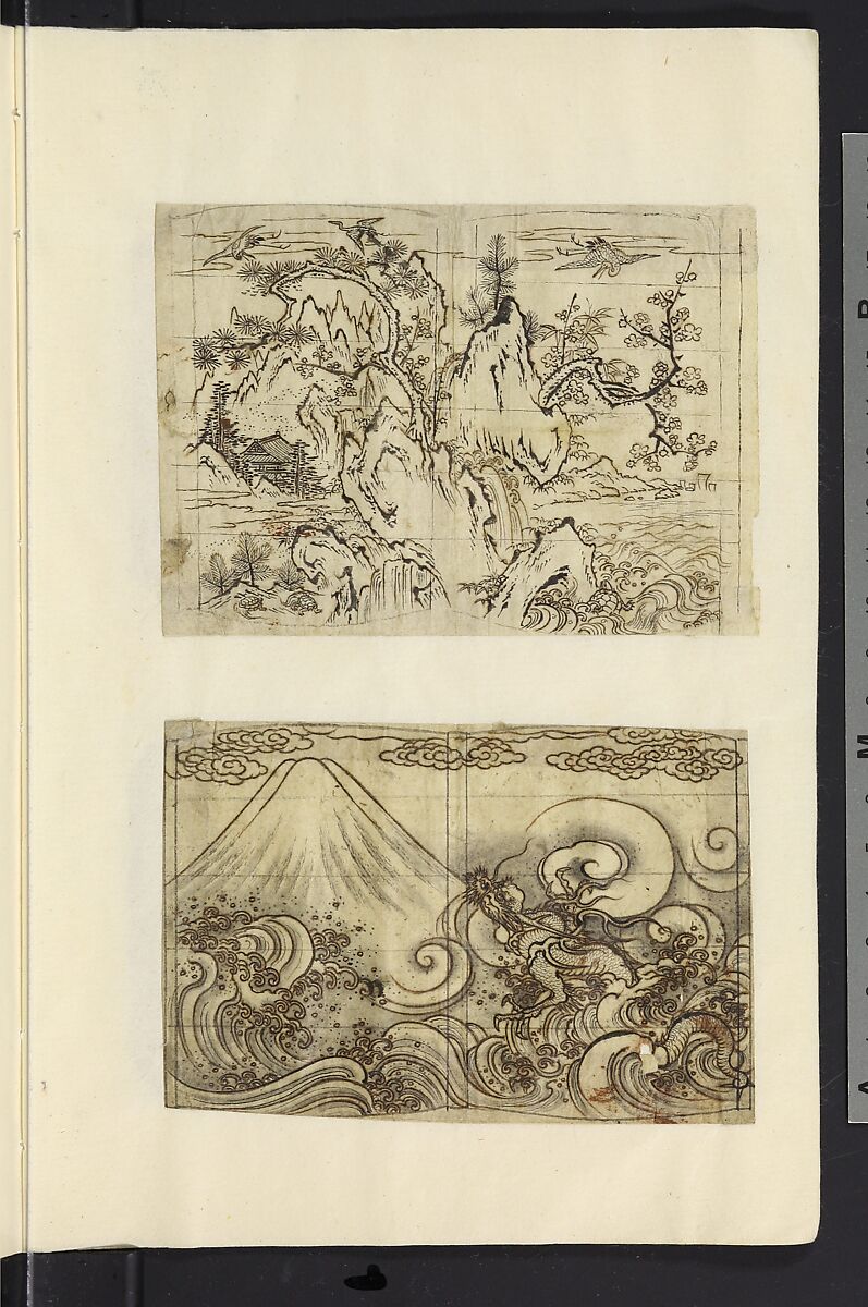 Album of Sketches for Lacquer Decoration (Makie) 蒔絵, Unidentified artist, Ink and color on paper, Japan