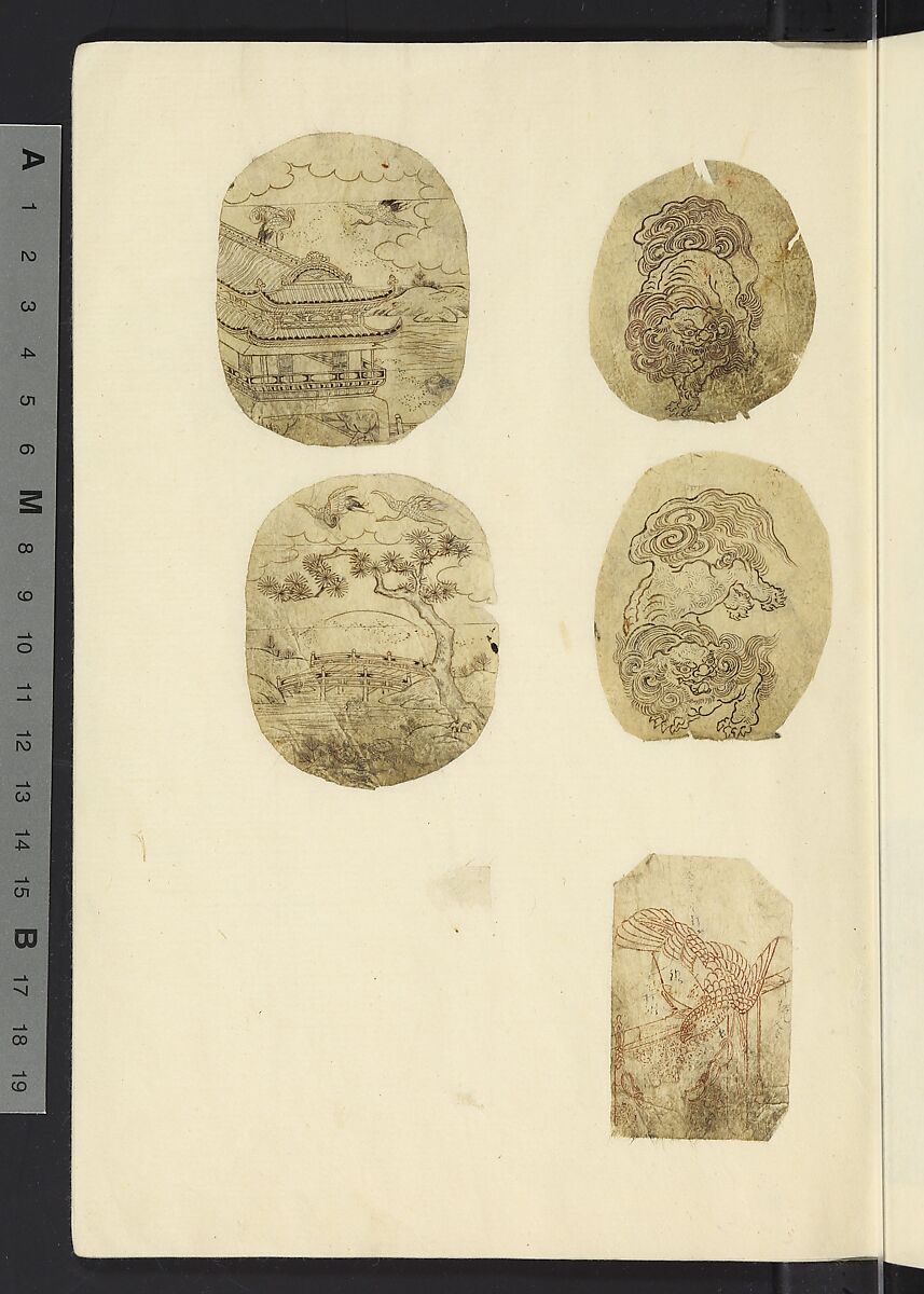 Album of Sketches for Lacquer Decoration (Makie) 蒔絵, Unidentified artist, Ink and color on paper, Japan