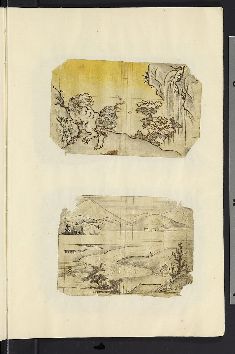 Album of Sketches for Lacquer Decoration (Makie) 蒔絵, Unidentified artist, Ink and color on paper, Japan 