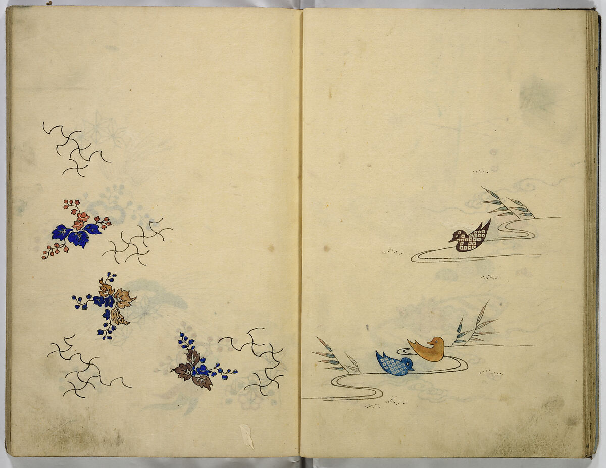 Hinagata cho (Model Book), Unidentified artist, Watercolor and ink on paper, Japan