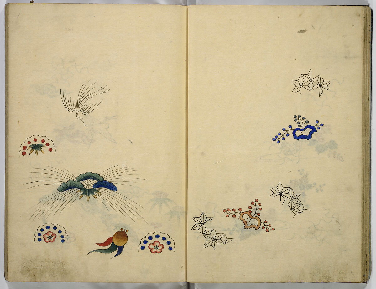 Hinagata cho (Model Book), Unidentified artist, Watercolor and ink on paper, Japan