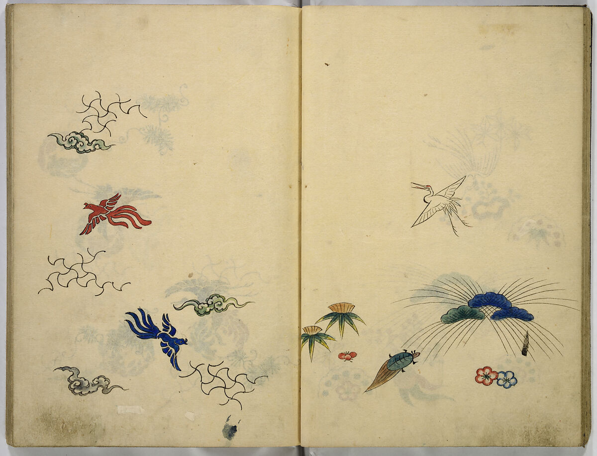 Hinagata cho (Model Book), Unidentified artist, Watercolor and ink on paper, Japan